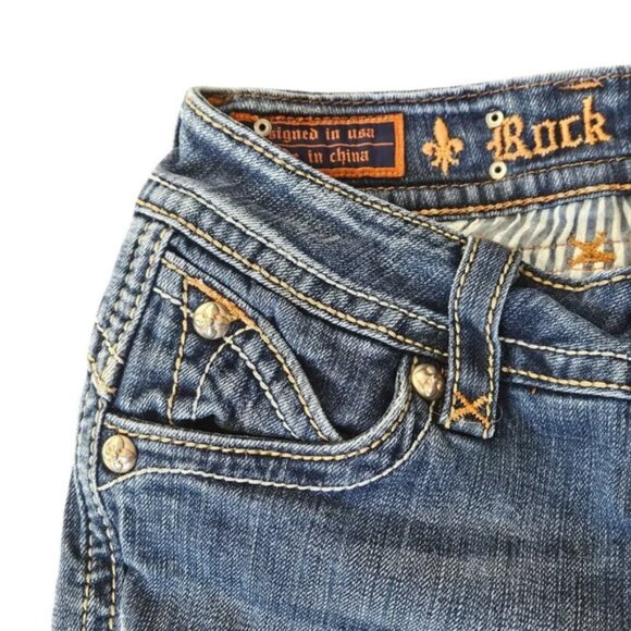 Rock Revival Women's Denim Patti Embroidered Flap Pocket Boot Jeans Size 27 - Picture 3 of 16